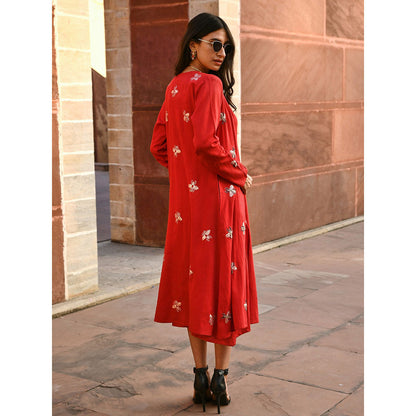Gulaal Reva Bug Red Embroidered Jacket