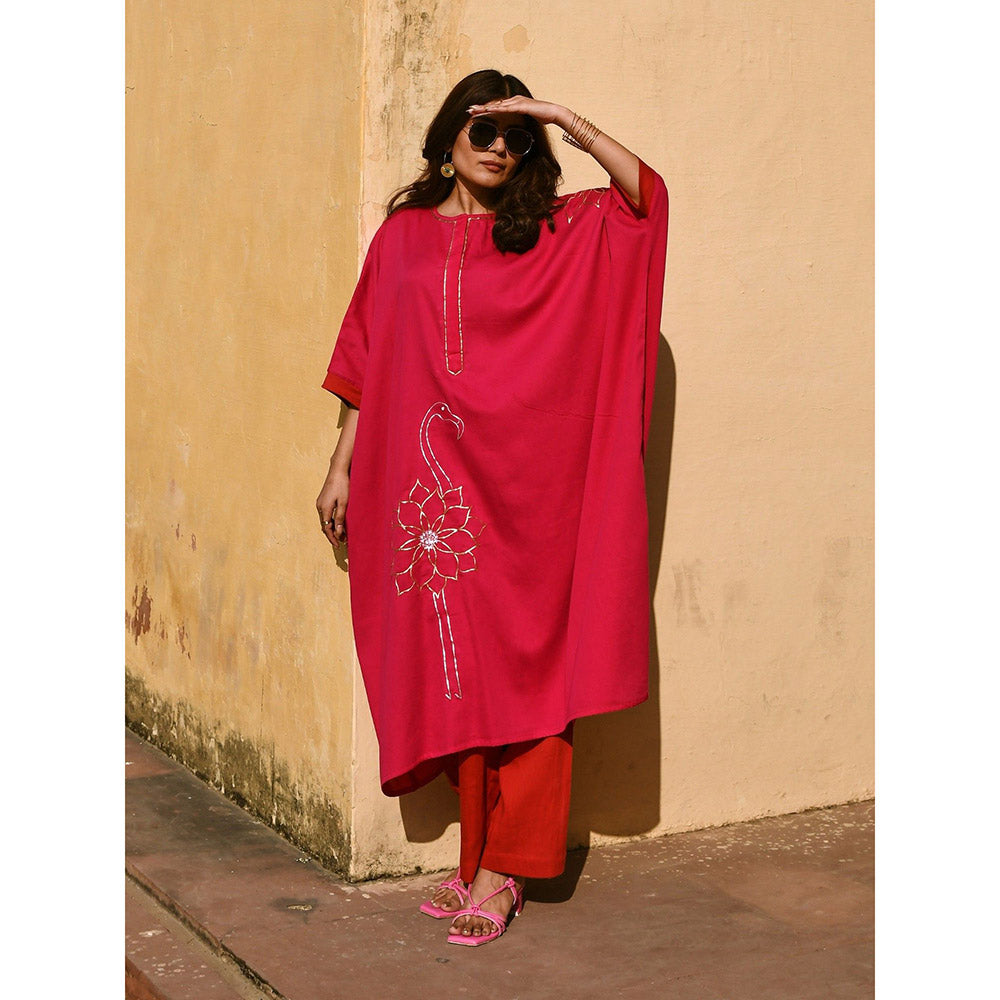 Gulaal Soha Pink Embroidered Kaftan and Pant (Set of 2)