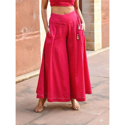 Gulaal Ashi Pink Flared Palazzo