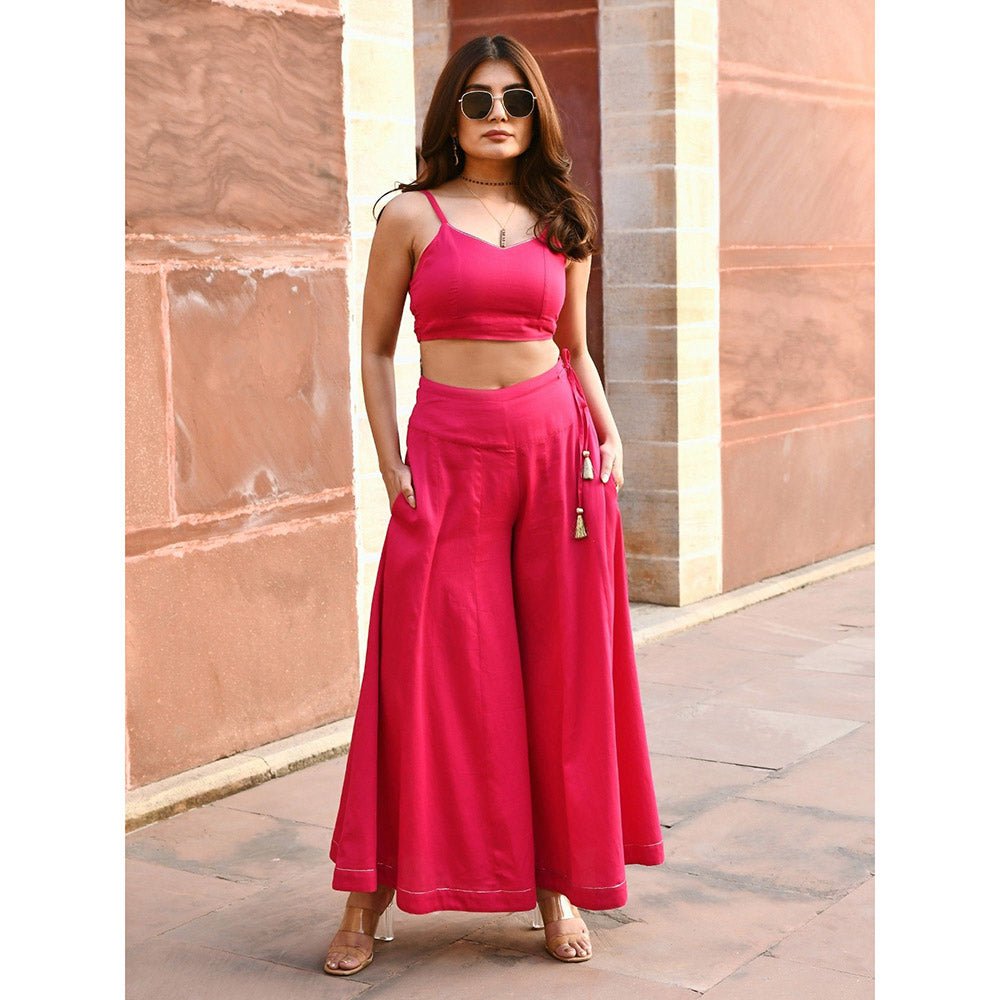 Gulaal Ashi Pink Flared Palazzo
