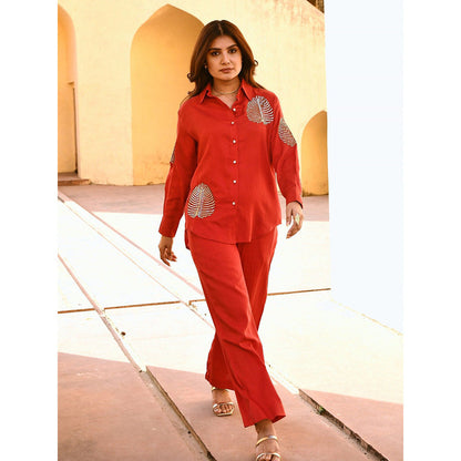 Gulaal Diyu Sequin Embroidered Red Shirt