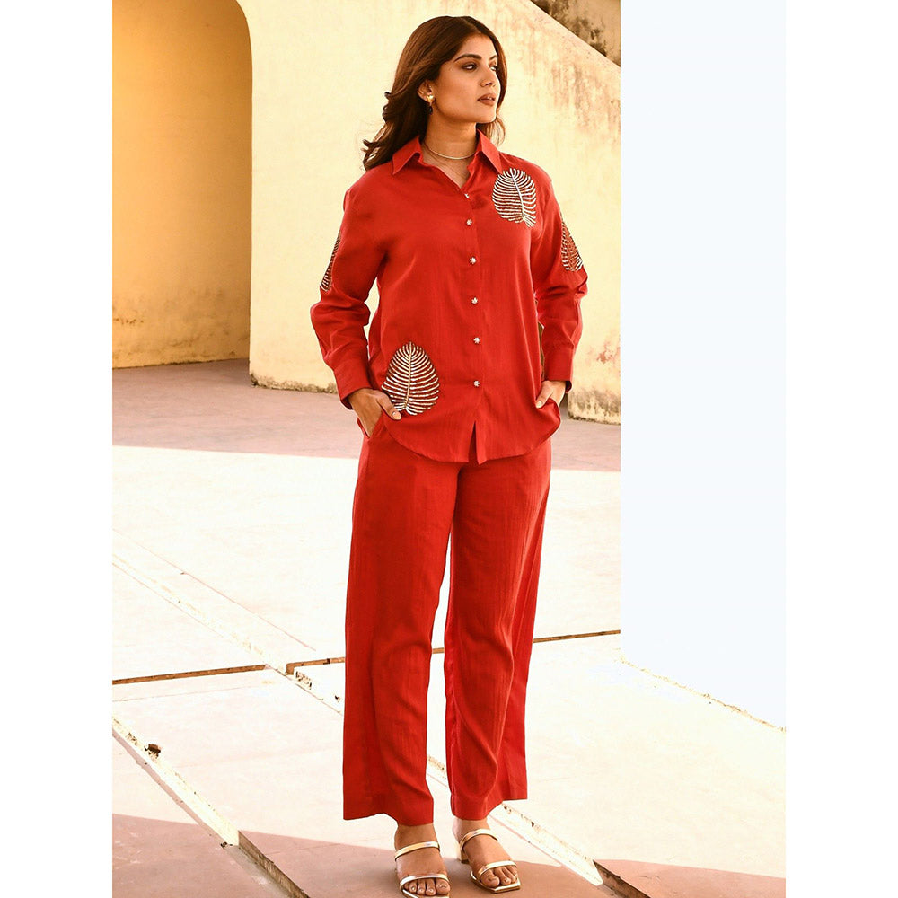 Gulaal Diyu Sequin Embroidered Red Shirt