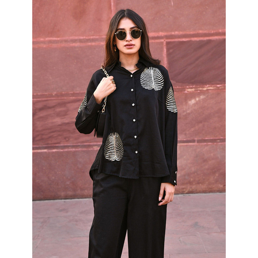 Gulaal Diyu Sequin Embroidered Black Shirt