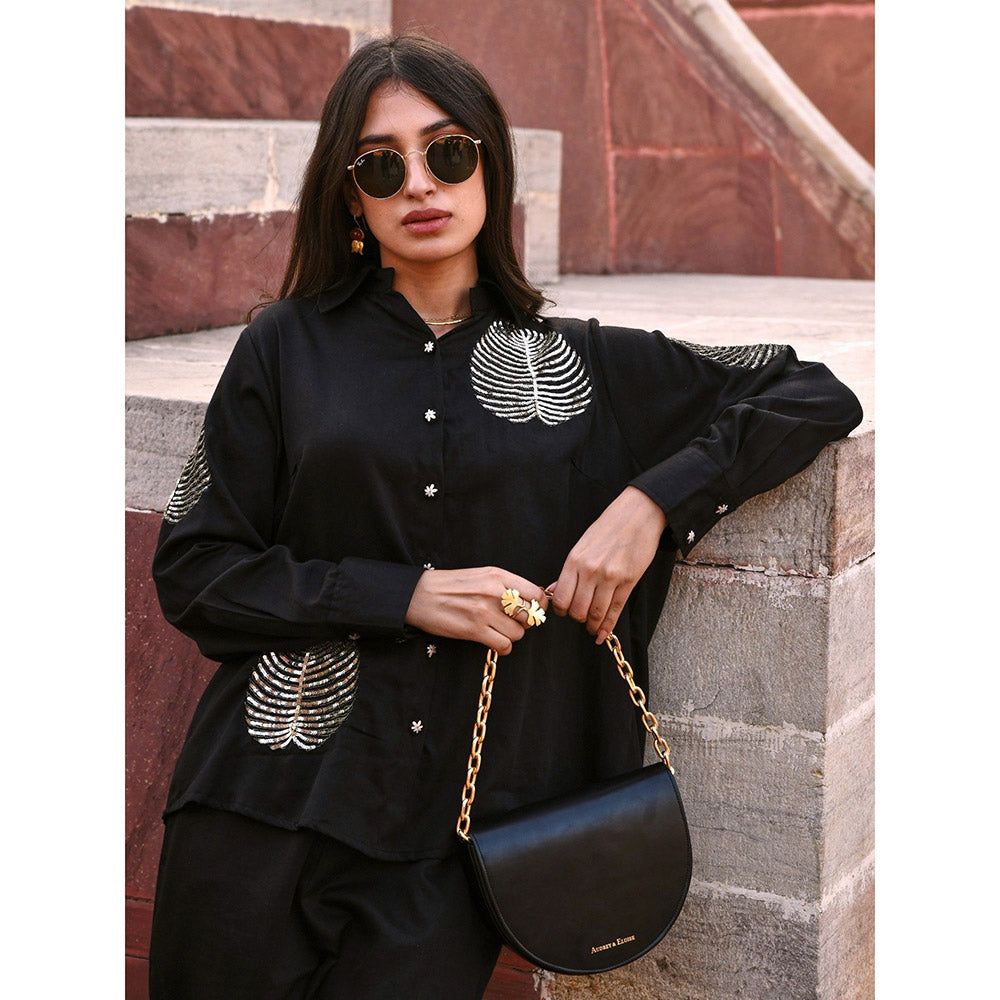 Gulaal Diyu Sequin Embroidered Black Shirt