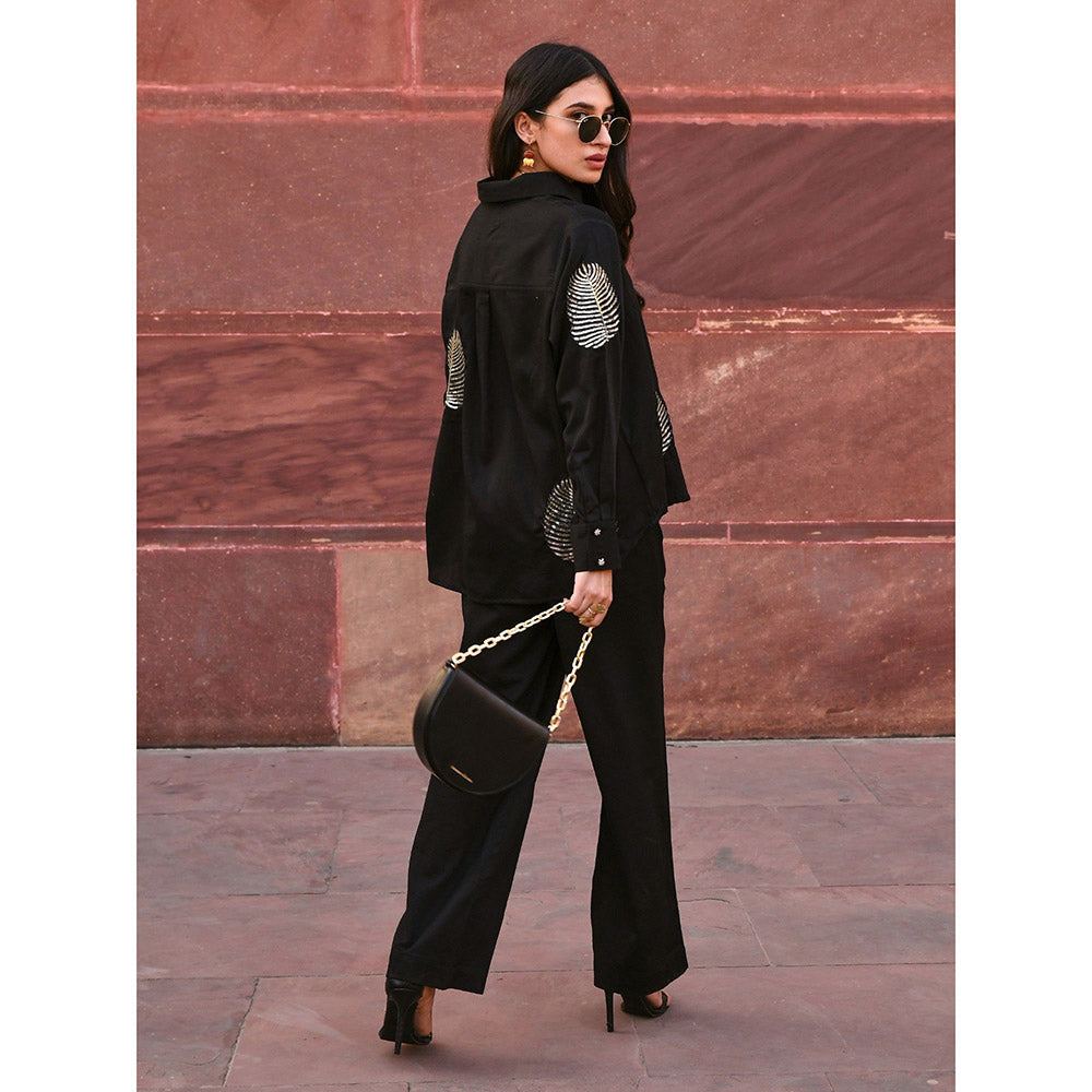 Gulaal Diyu Sequin Embroidered Black Shirt