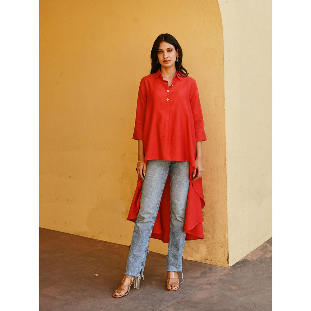 Gulaal Crimson Asymmetrical Top