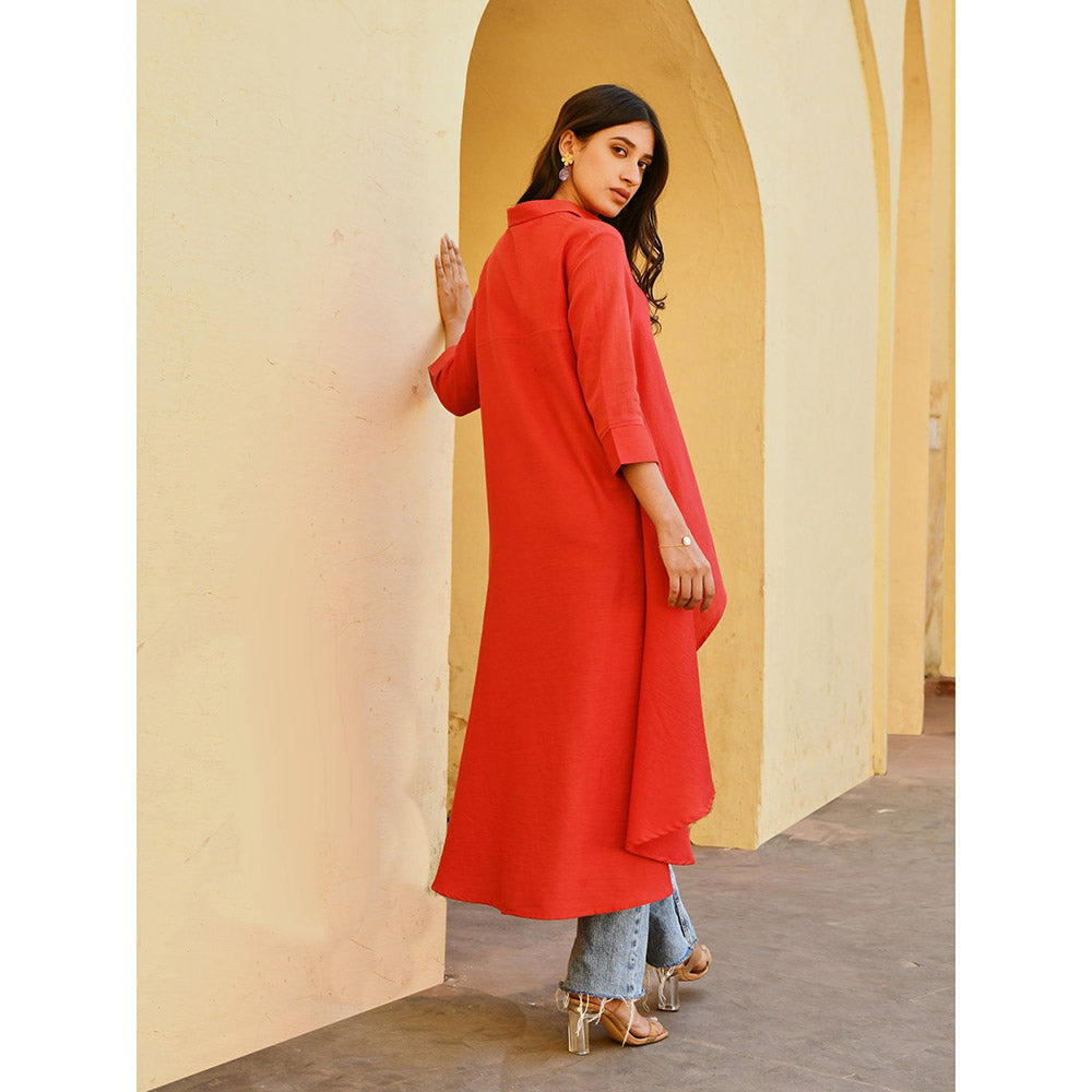 Gulaal Crimson Asymmetrical Top