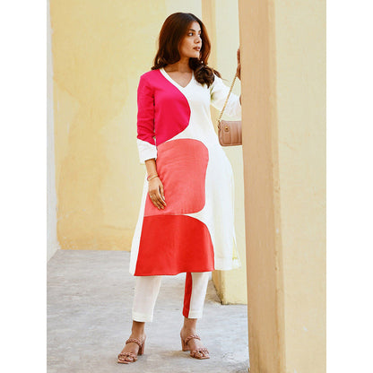 Gulaal Fusion Multi-Color Patchwork Kurta Pant (Set of 2)