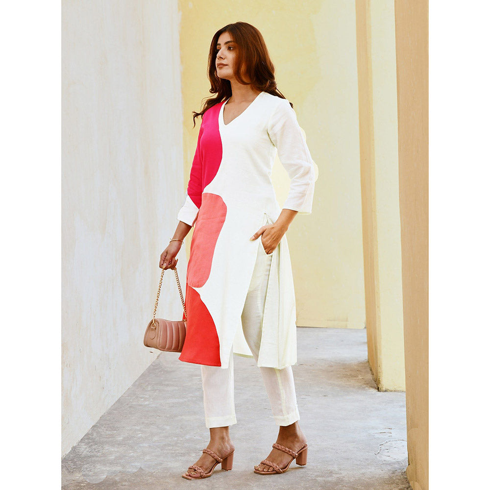 Gulaal Fusion Multi-Color Patchwork Kurta Pant (Set of 2)