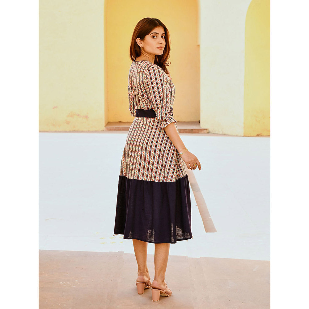 Gulaal Navy Blue Wrap Dress (Set of 2)