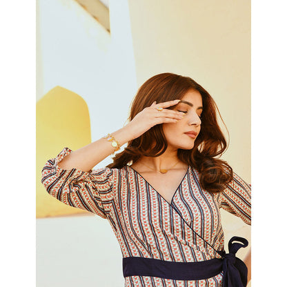 Gulaal Navy Blue Wrap Dress (Set of 2)