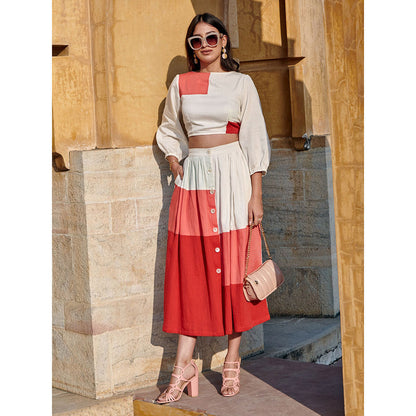 Gulaal Coral Patch Skirt Co-Ord (Set of 2)