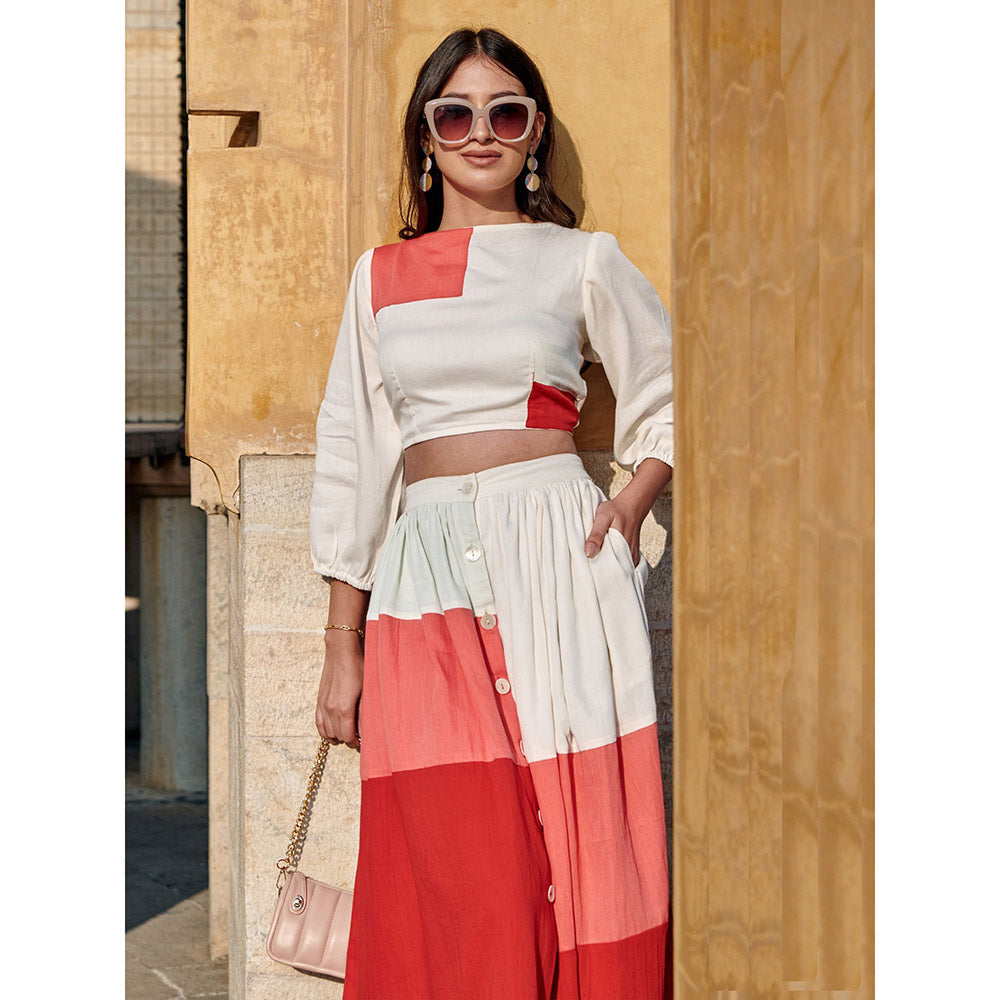 Gulaal Coral Patch Skirt Co-Ord (Set of 2)