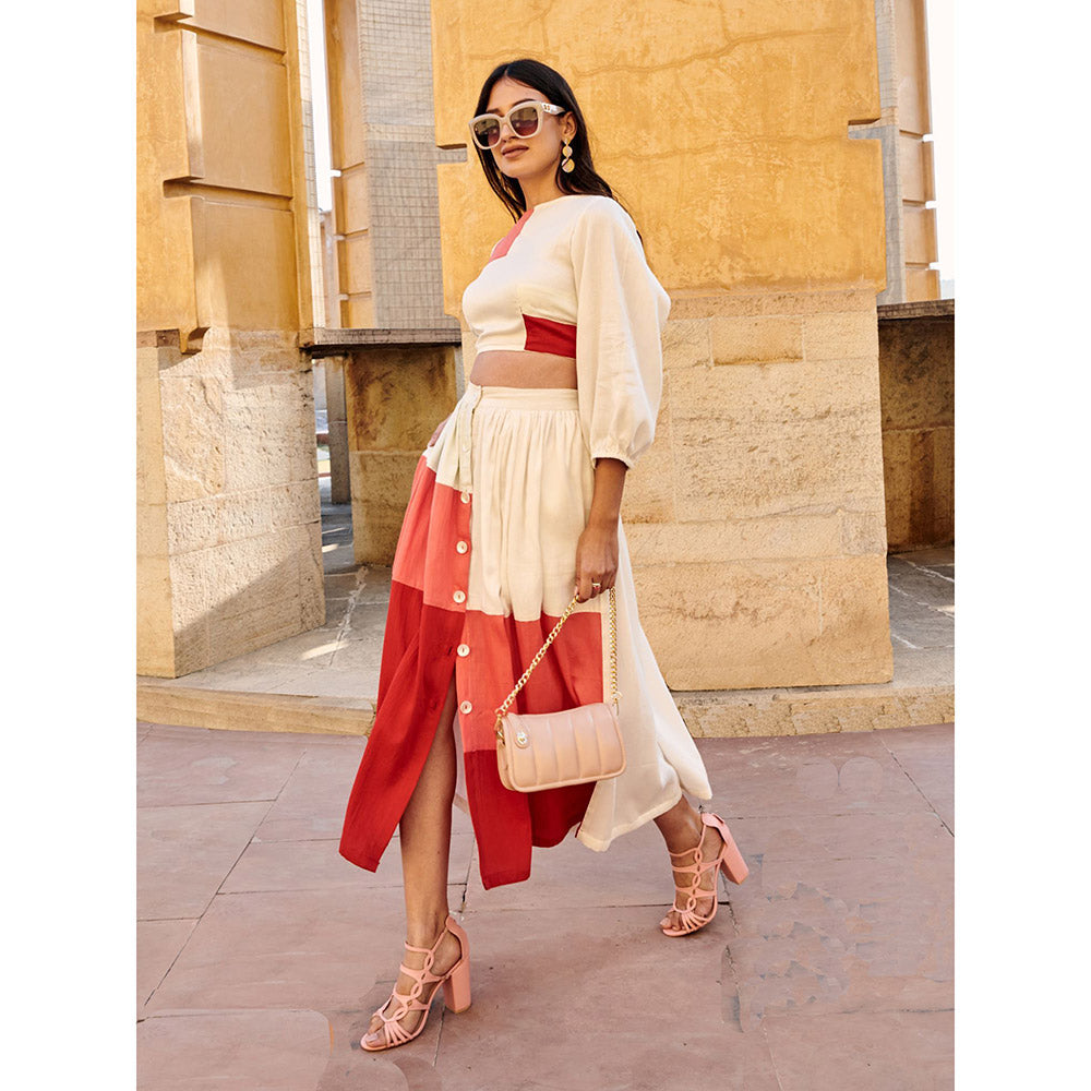 Gulaal Coral Patch Skirt Co-Ord (Set of 2)