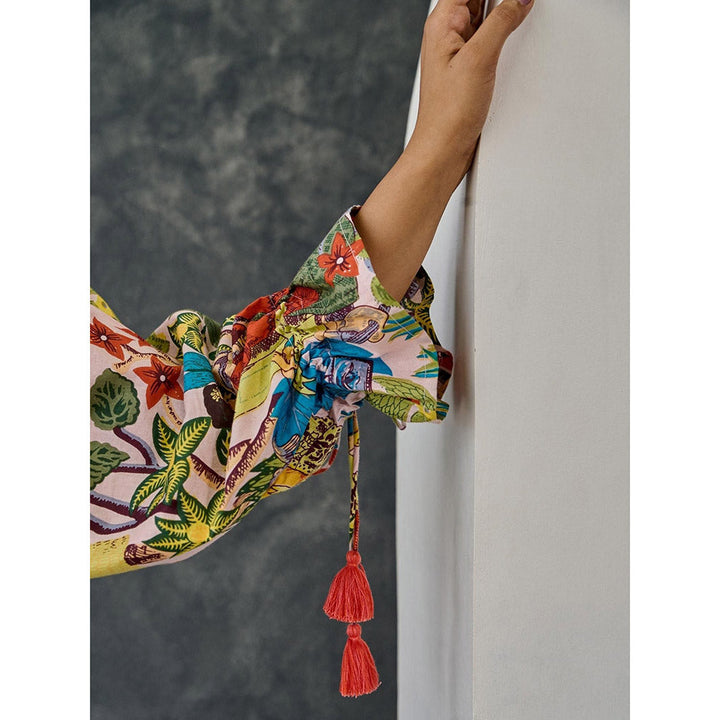 Gulaal Frida Multi-Color Loose Fit Dress With Belt (Set of 2)