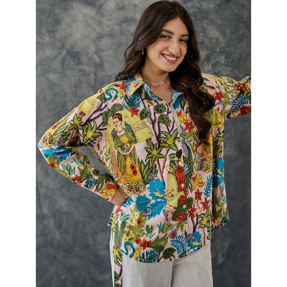 Gulaal Frida Printed Pink Shirt
