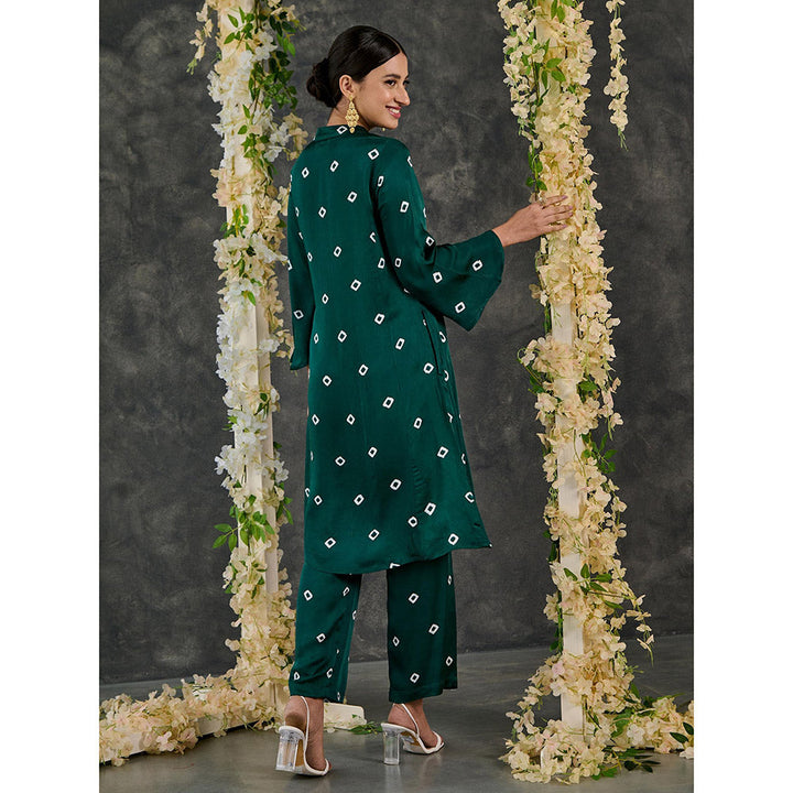 Gulaal Green Bandhani Modal Satin Kurta-Pant Set Of 2 (Set of 2)