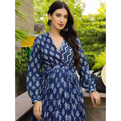 Gulaal Indigo Floral Dabu Maxi Dress