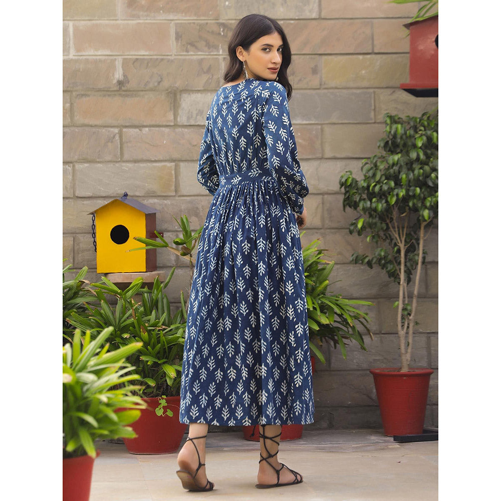 Gulaal Indigo Floral Dabu Maxi Dress