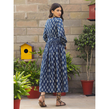 Gulaal Indigo Floral Dabu Maxi Dress