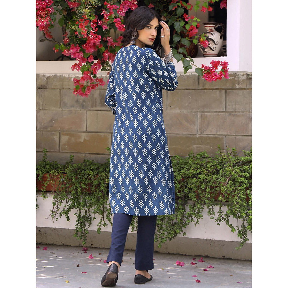 Gulaal Indigo Floral Dabu Print Kurta-Pant (Set of 2)