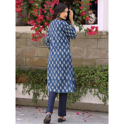 Gulaal Indigo Floral Dabu Print Kurta-Pant (Set of 2)
