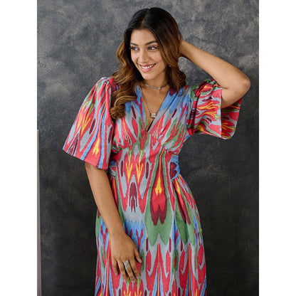 Gulaal Ikat Print Grey Maxi Dress