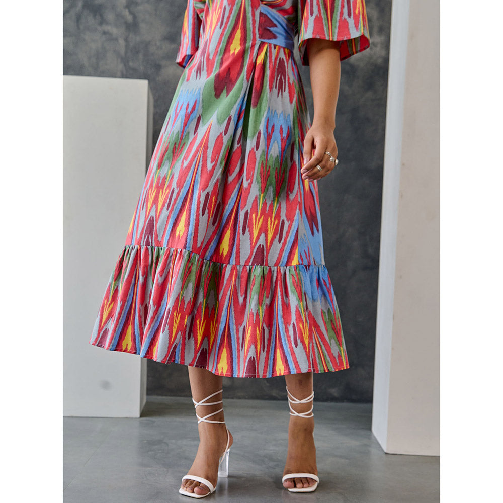 Gulaal Ikat Print Grey Maxi Dress