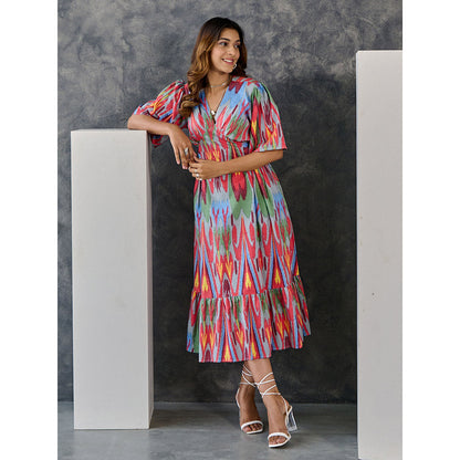 Gulaal Ikat Print Grey Maxi Dress