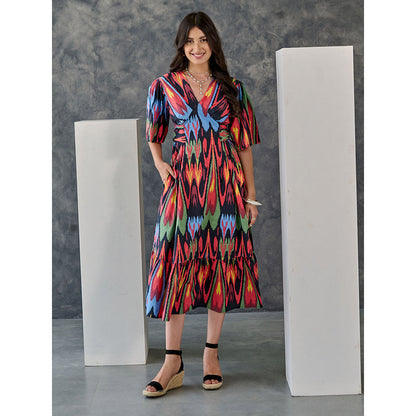 Gulaal Ikat Print Black Maxi Dress