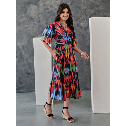 Gulaal Ikat Print Black Maxi Dress
