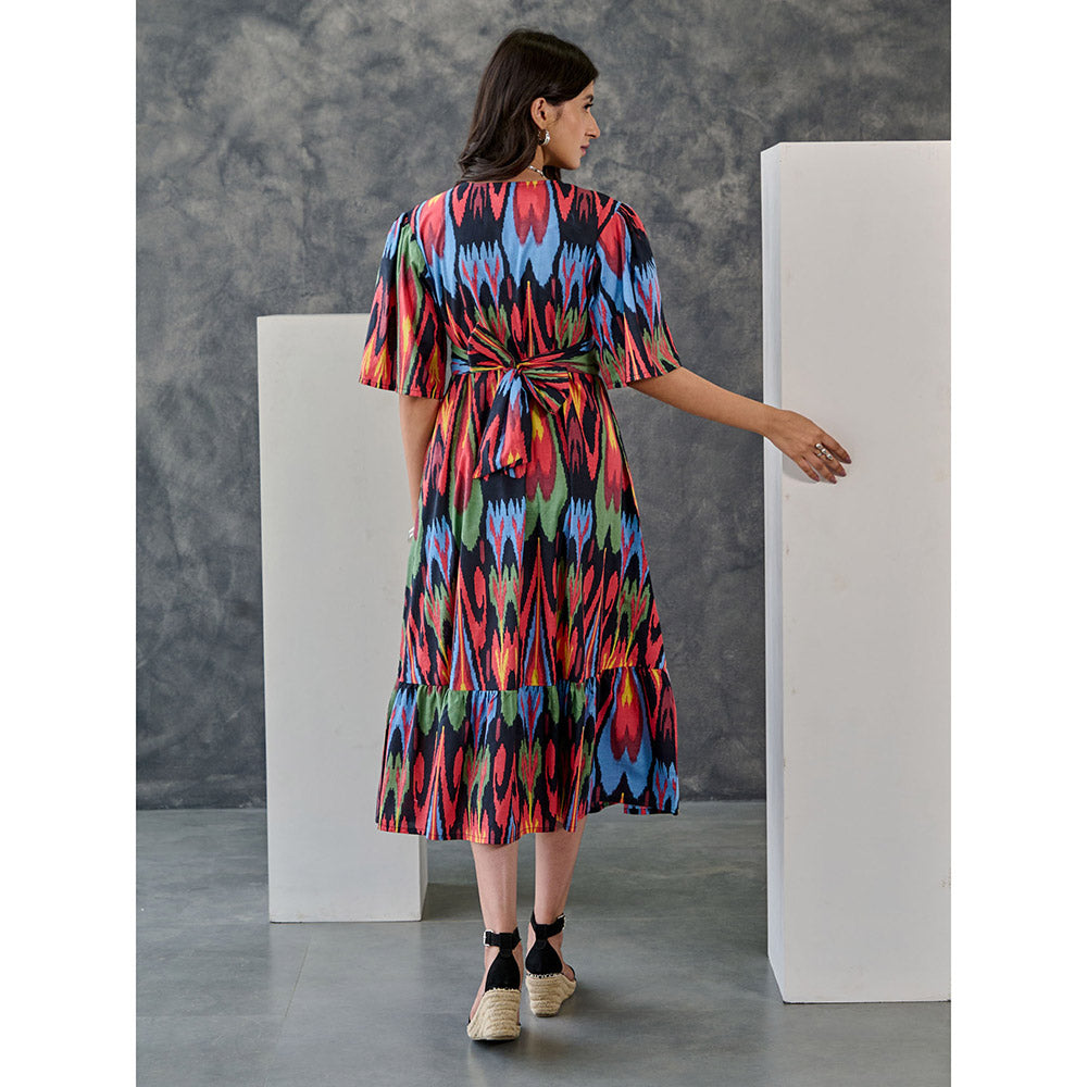 Gulaal Ikat Print Black Maxi Dress
