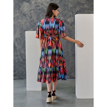 Gulaal Ikat Print Black Maxi Dress