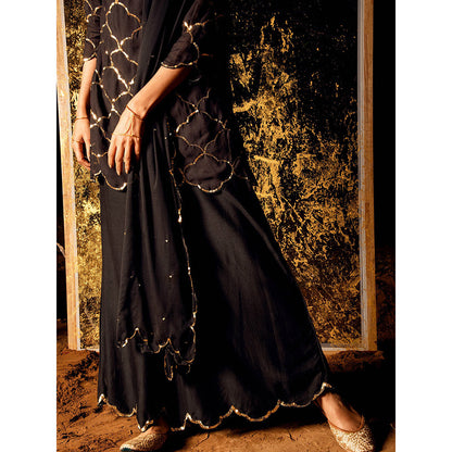 Gulaal Vihari Sequin Kurta with Palazzo & Dupatta Black (Set of 3)