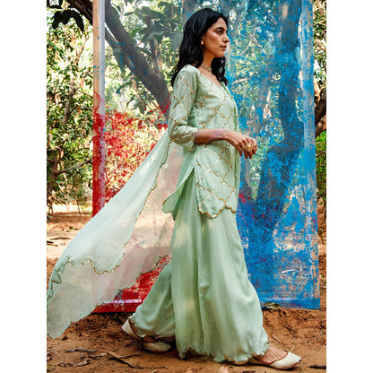 Gulaal Rati Sequin Kurta with Palazzo & Dupatta Green (Set of 3)