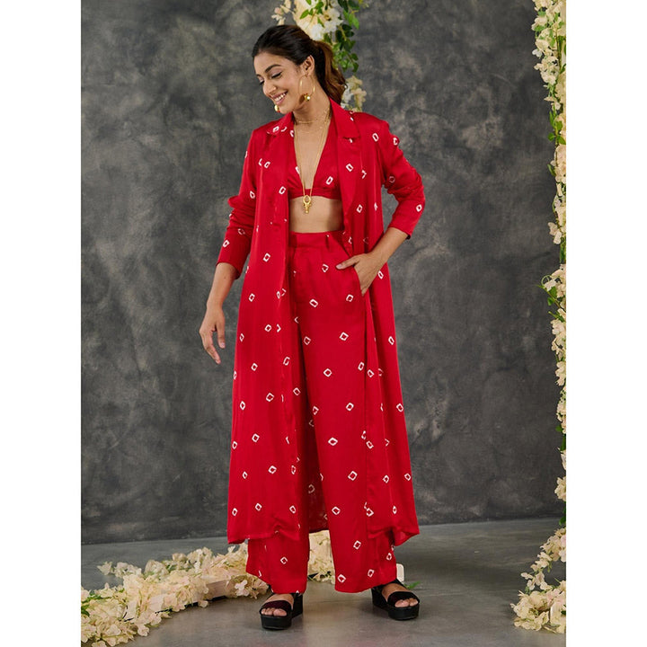 Gulaal Red Bandhani Modal Satin Bikini Bralette