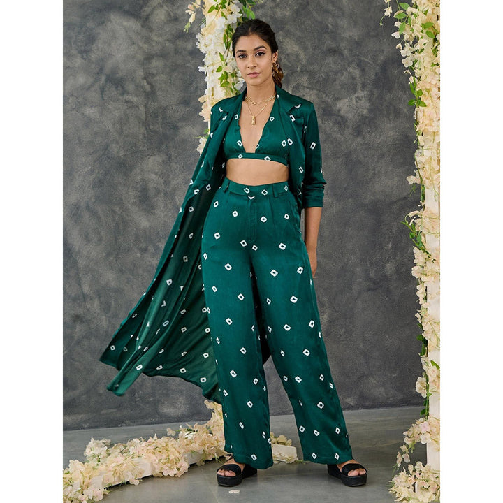 Gulaal Green Bandhani Modal Satin Bikini Bralette
