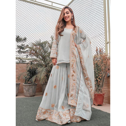 Gulabo Jaipur Afroz Sky Sharara (Set of 3)