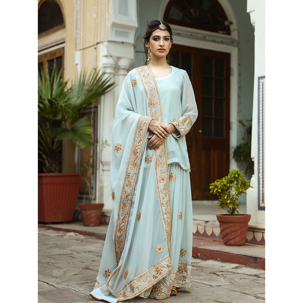 Gulabo Jaipur Afroz Sky Sharara (Set of 3)
