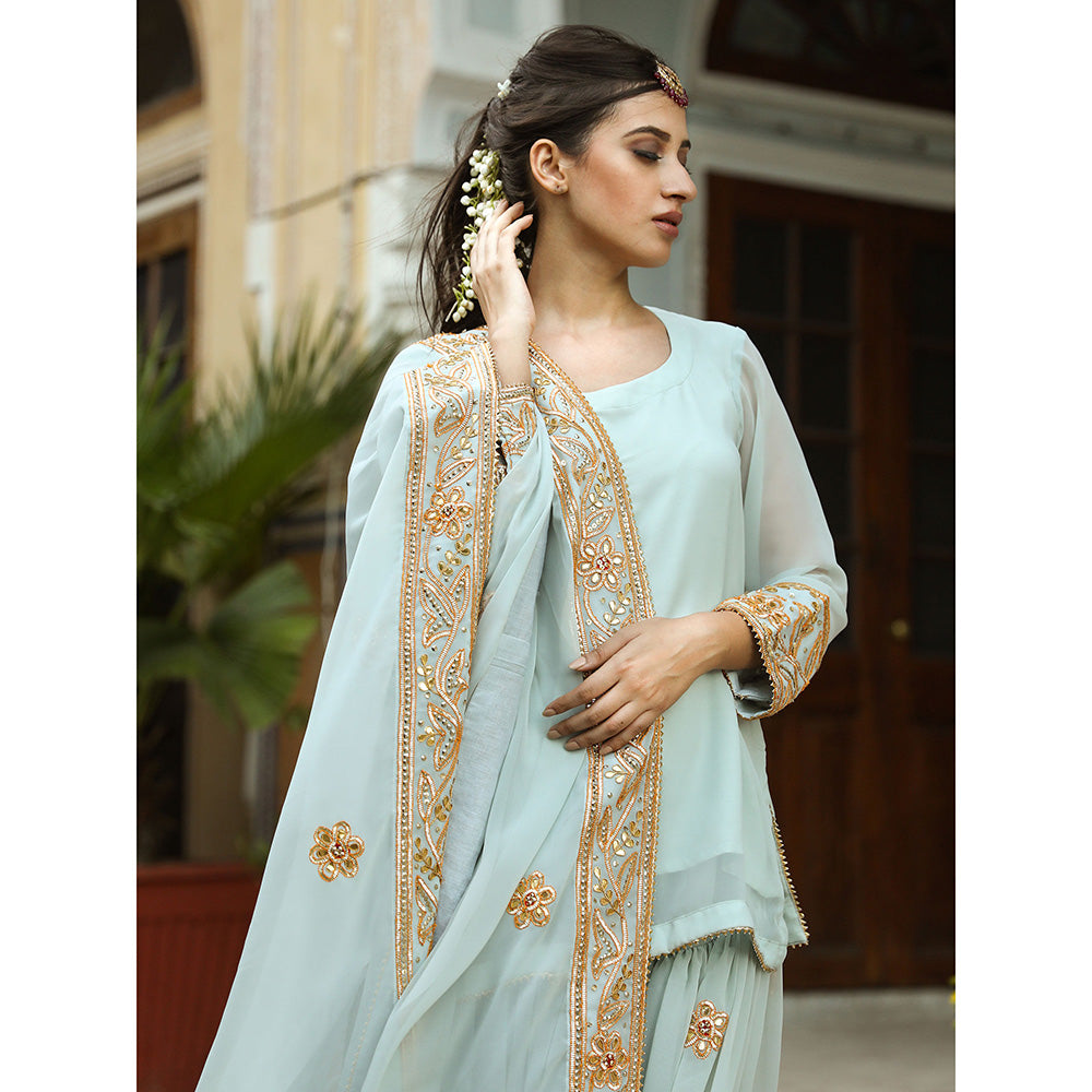 Gulabo Jaipur Afroz Sky Sharara (Set of 3)