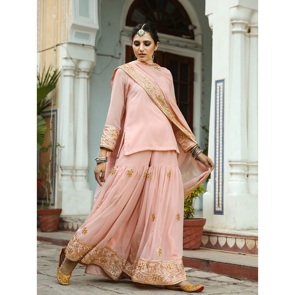 Gulabo Jaipur Afroz Peach Sharara (Set of 3)