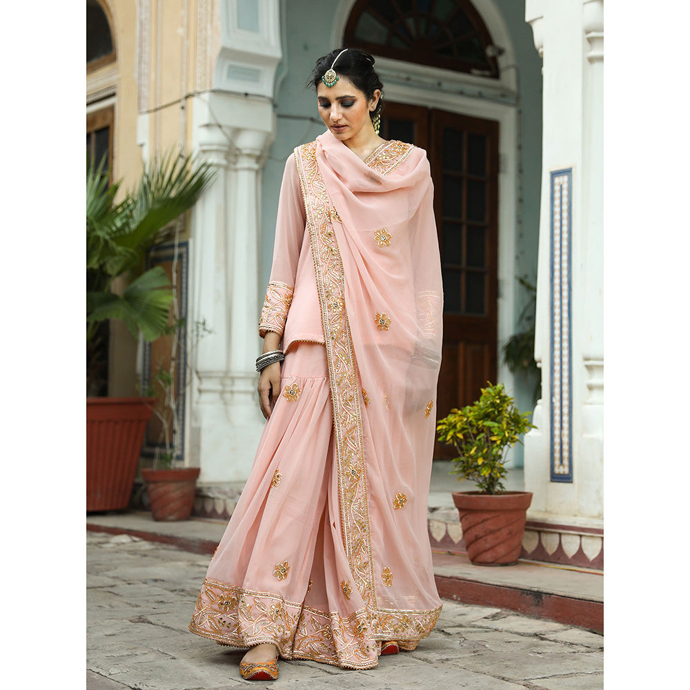 Gulabo Jaipur Afroz Peach Sharara (Set of 3)