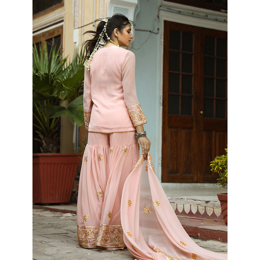 Gulabo Jaipur Afroz Peach Sharara (Set of 3)
