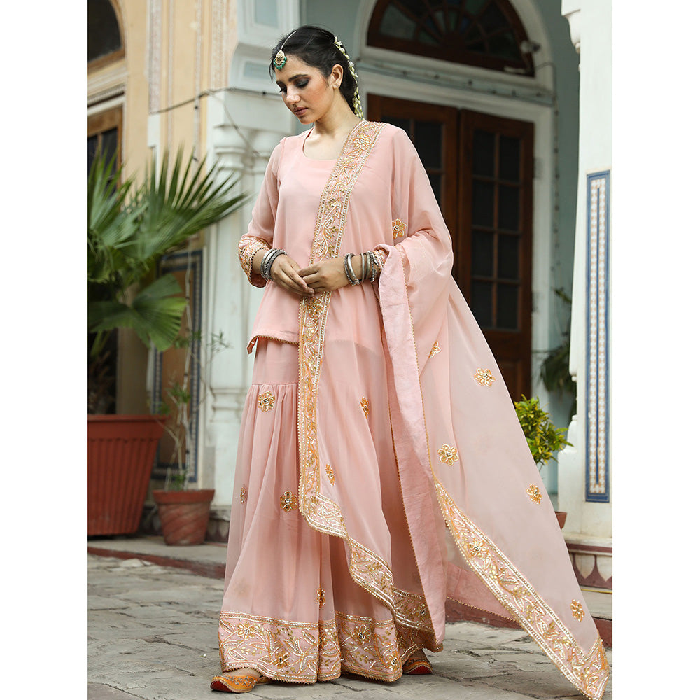 Gulabo Jaipur Afroz Peach Sharara (Set of 3)