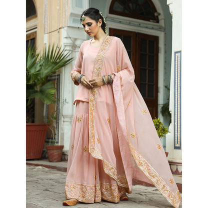Gulabo Jaipur Afroz Peach Sharara (Set of 3)