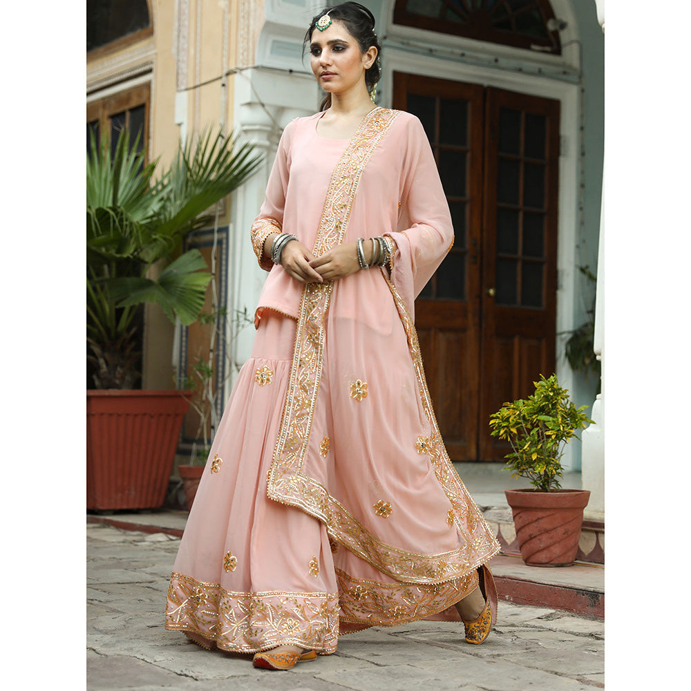 Gulabo Jaipur Afroz Peach Sharara (Set of 3)