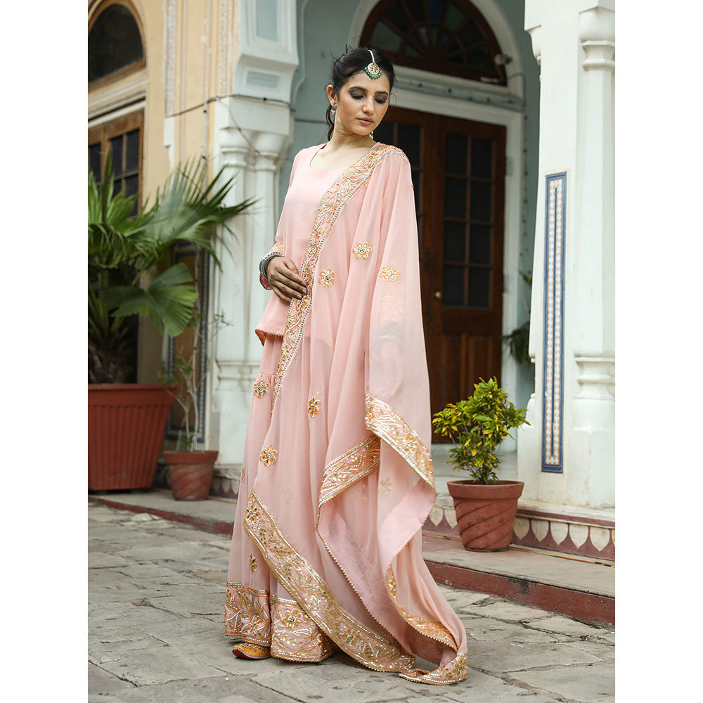 Gulabo Jaipur Afroz Peach Sharara (Set of 3)