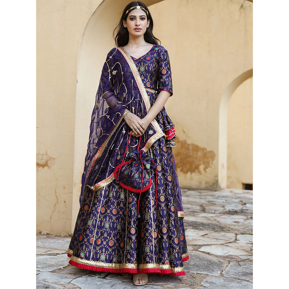 Gulabo Jaipur Aisha Blue Lehenga (Set of 3)