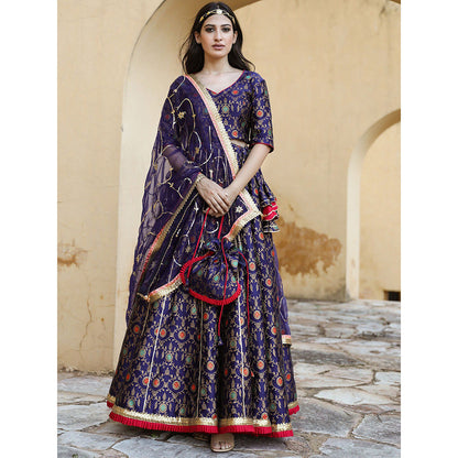 Gulabo Jaipur Aisha Blue Lehenga (Set of 3)