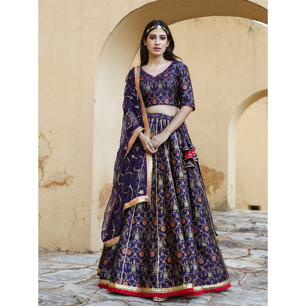 Gulabo Jaipur Aisha Blue Lehenga (Set of 3)